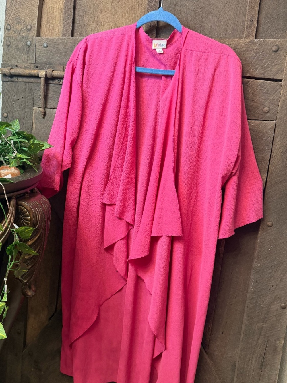 LuLaRoe Joy Long Draped Open Front Lightweight Vest Pink Fuchsia - Women’s L